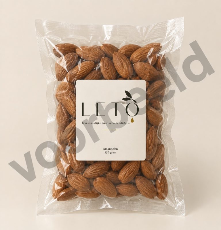 Vacuüm verpakte zak gepelde amandelen van 250 gram (voorbeeldfoto)