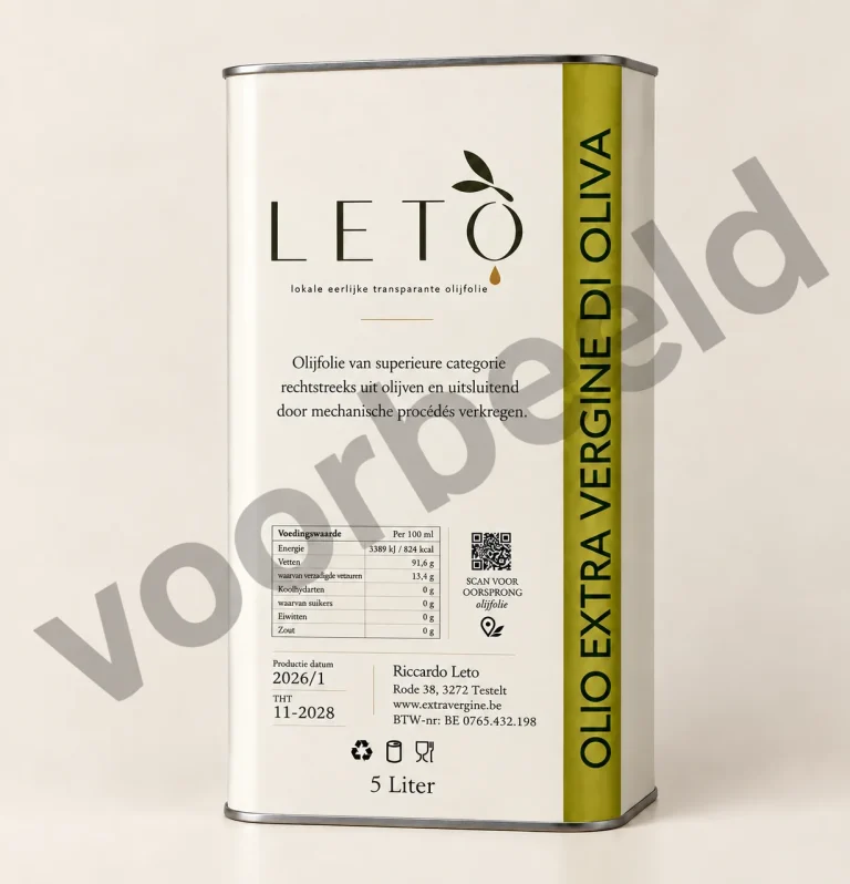 Metalen blik extra vergine olijfolie van 5 liter (voorbeeldfoto)
